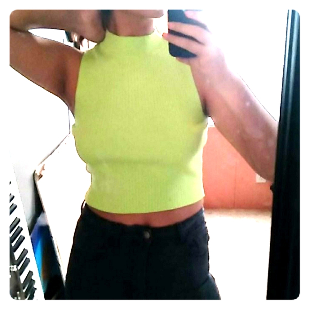 Neon Green Sleeveless Crop Top